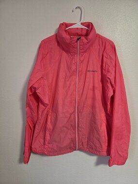 Columbia Switchback Rain Jacket XXL - Coral Pink - Packable Hooded Windbreaker